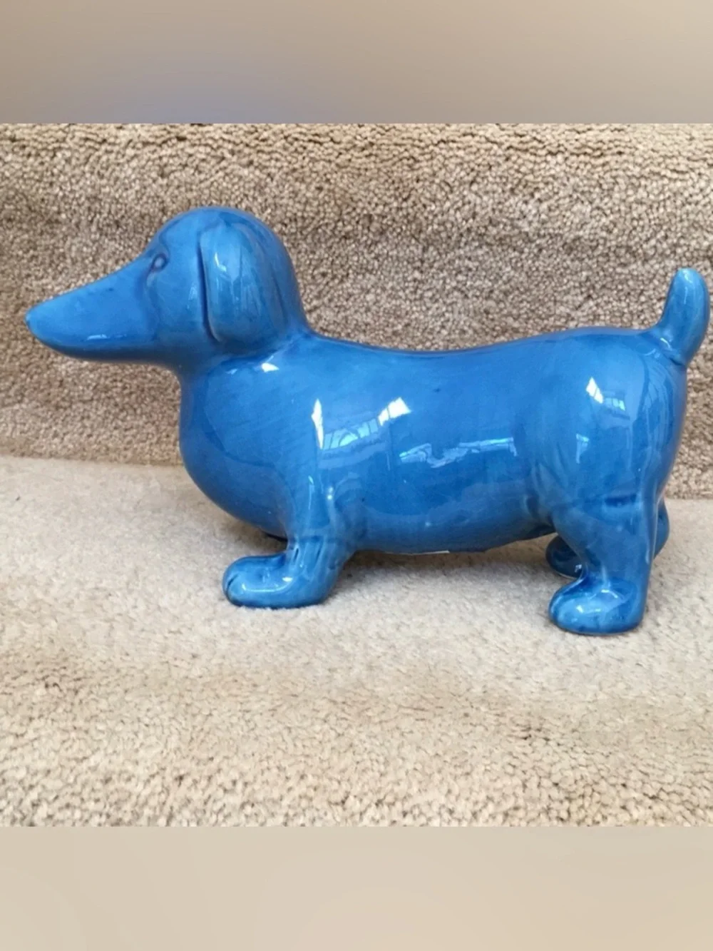 Dachshund decor piece in blue.